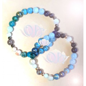 PULSEIRA ANCESTRAL - 1º RAIO - CHAMA AZUL (C/ PEDRAS PRECIOSAS)